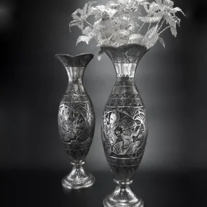 گلدان تمام نقره طرح صورت سیاه قلم اصفهان کد SV01
