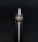 ساعت نقره زنانه بند چرمی سفید طرح گل کد WL04