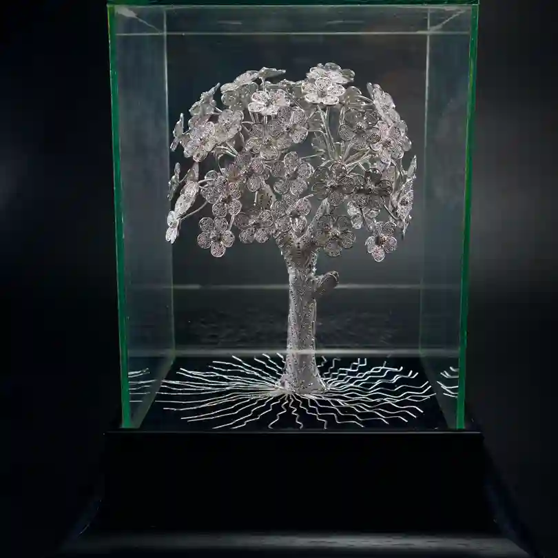باکس مجسمه نقره درخت ملیله با عیار 925 کد SS07