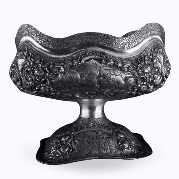 میوه خوری چهار گوش خاص قلم مینیاتور و گل برجسته ی اعلا  عیار ۹۰