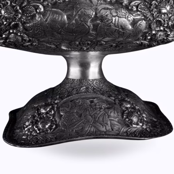 میوه خوری چهار گوش خاص قلم مینیاتور و گل برجسته ی اعلا  عیار ۹۰ - Image 3