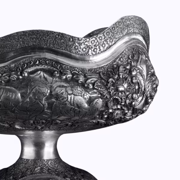 میوه خوری چهار گوش خاص قلم مینیاتور و گل برجسته ی اعلا  عیار ۹۰ - Image 4