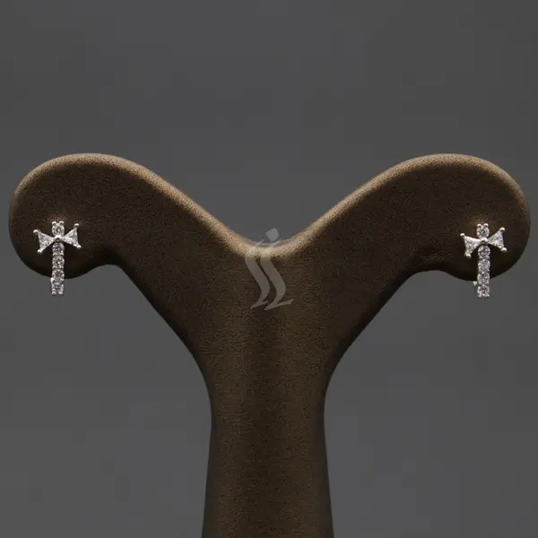 گوشواره نگین دار نقره زنانه - طرح صلیب | کد WE-83