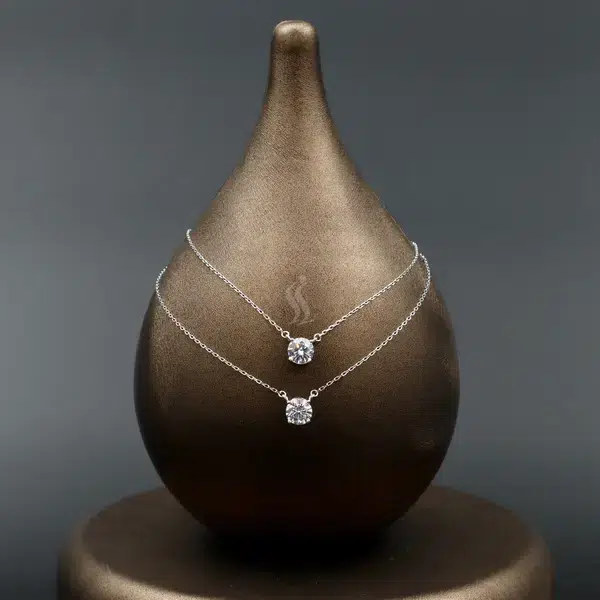 گردنبند نقره زنانه - تک نگین طرح الماس | کد WN-4