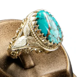 انگشتر فیروزه نیشابور رکاب دست ساز اره کاری کد MR-3