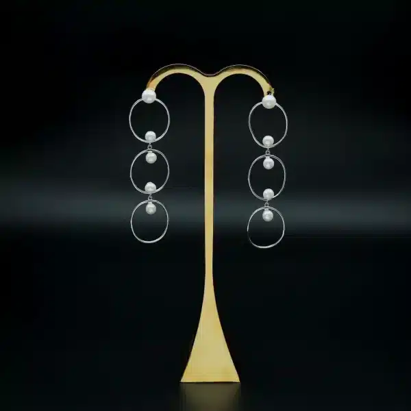 گوشواره مروارید پرورشی نقره آبکاری طلا | کد WE-93 - Image 4