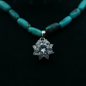 گردنبند فیروزه با آویز نقره 925 عیار