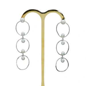 گوشواره آویز مروارید نقره با آبکاری طلا