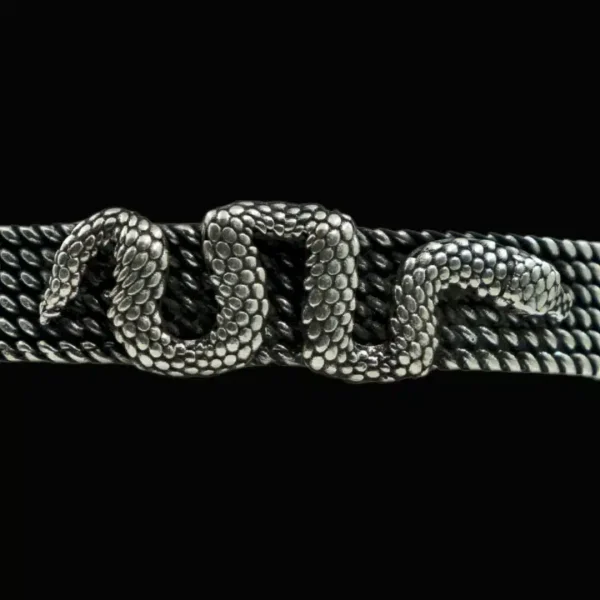 دستبند نقره اسپرت طرح مار