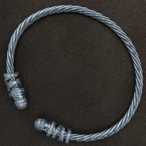 دستبند نقره آبکاری طلا طرح مارپیچ