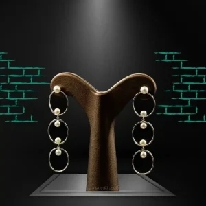 گوشواره نقره مروارید پرورشی با آبکاری طلا