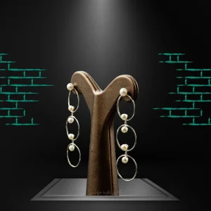 گوشواره نقره مروارید پرورشی با آبکاری طلا