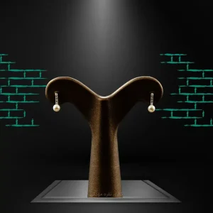 گوشواره نقره مروارید پرورشی با آبکاری طلا طرح مجلسی