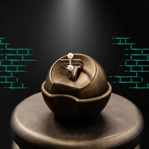 انگشتر نقره زنانه با مروارید پرورشی آبکاری طلا مدل WR-114