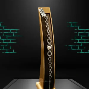 دستبند نقره‌ای با مروارید طبیعی