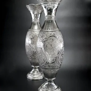 گلدان تمام نقره قلم طرح گل و مرغ اصفهان کد SV03