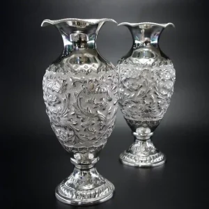 گلدان تمام نقره طرح گل برجسته کد SV04