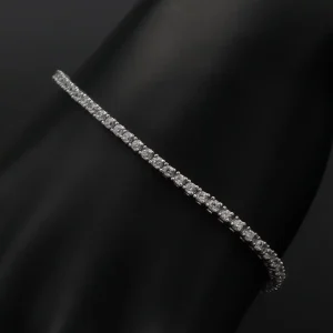 دستبند نقره تنیسی آبکاری طلا کد TB2