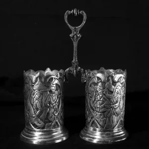 جای قاشق و چنگال نقره طرح سیاهقلم کد KS01