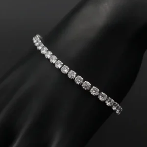 دستبند نقره تنیسی آبکاری طلا کد TB3