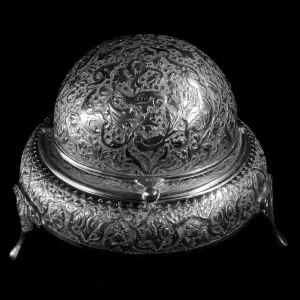 خاویار خوری نقره طرح گل و مرغ