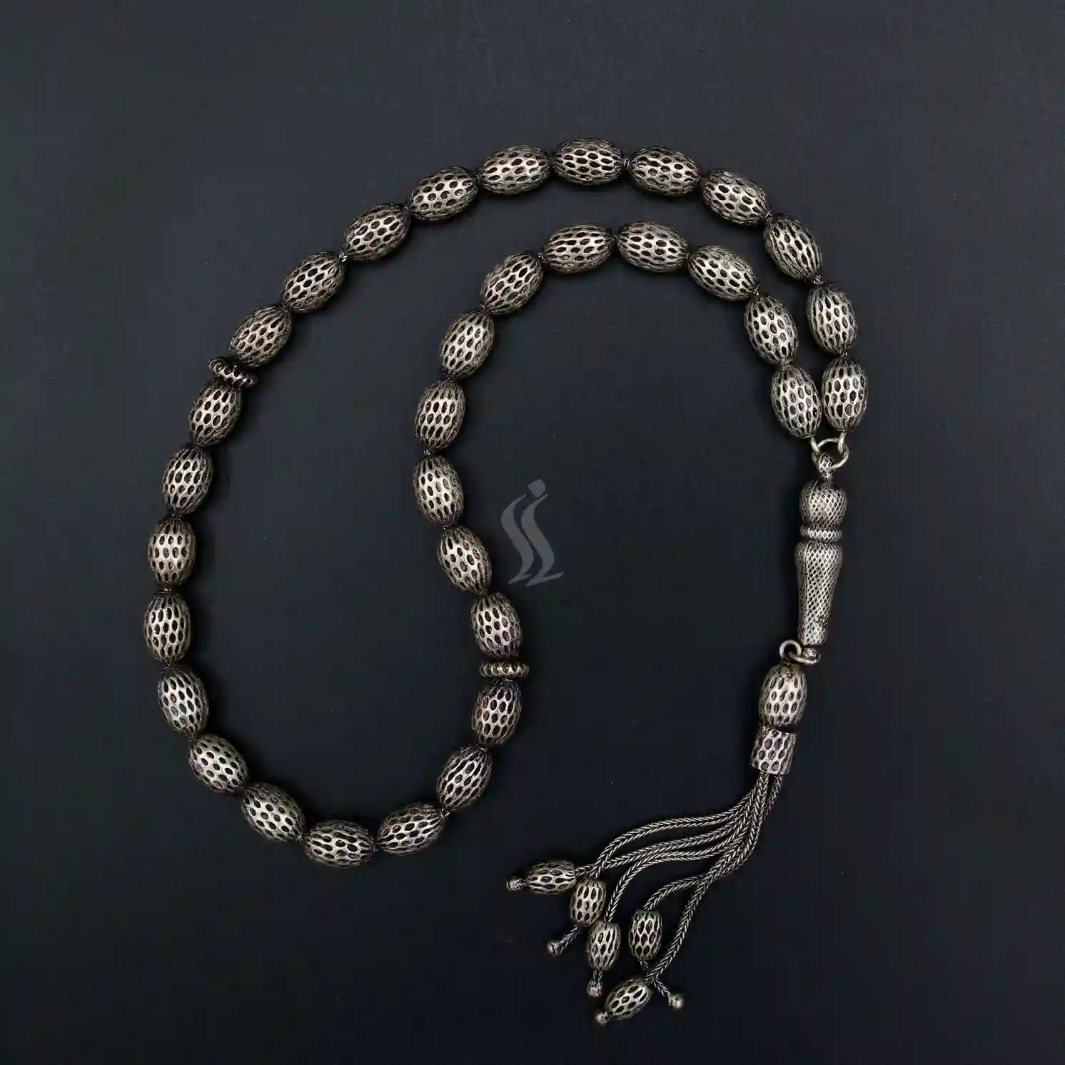 تسبیح تمام نقره سیاه قلم کد st04