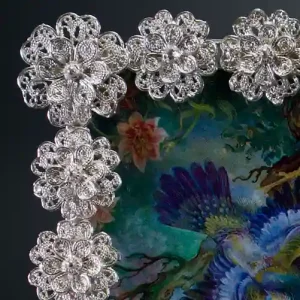 قاب عکس نقره طرح گل ملیله اصفهان کد PF01