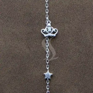 پابند نقره با آبکاری طلا طرح تاج کد a01