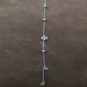 پابند نقره با آبکاری طلا مدل برف کد as05