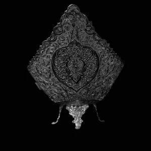 کشکول قایقی پایه دار طرح گل و مرغ کد sd02