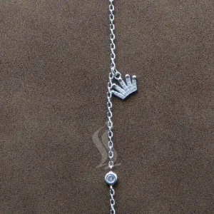 پابند نقره با آبکاری طلا طرح تاج و نگین کد a07