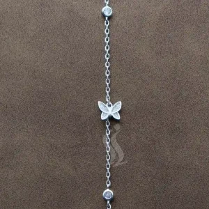 پابند نقره با آبکاری طلا طرح پروانه کد a08