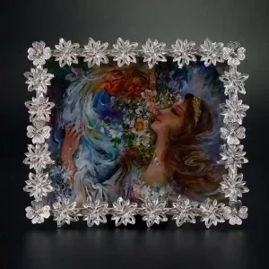 قاب عکس نقره طرح گل ملیله اصفهان کد PF02