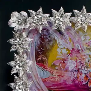 قاب عکس نقره طرح گل ملیله اصفهان کد PF04