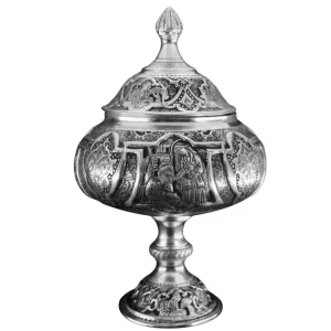 شکلات خوری گنبدی سیاه قلم نقره عیار 100