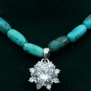 گردنبند با سنگ فیروزه اصل و آویز نقره