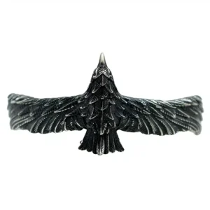 دستبند بنگل نقره سیاه قلم طرح شاهین