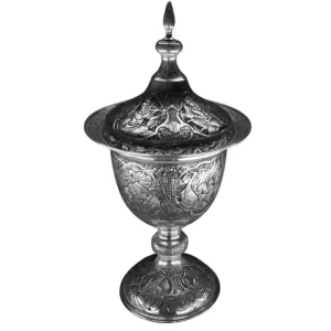 شکلات خوری نقره سیاه قلم صورت پایه دار