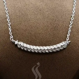 پلاک و زنجیر نقره گندم با روکش طلا سفید کد SN07