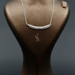 پلاک و زنجیر نقره گندم با روکش طلا سفید کد SN07