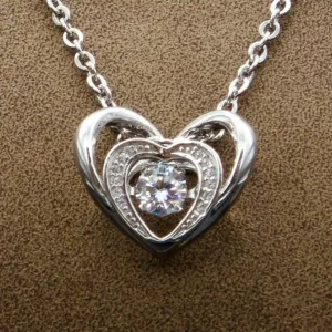 زنجیر و آویز تمام نقره طرح قلب کد p05