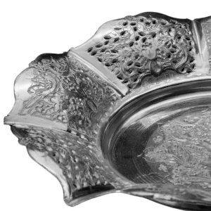 نمای نزدیک شیرینی‌خوری پایه دار تمام نقره کد SD-3