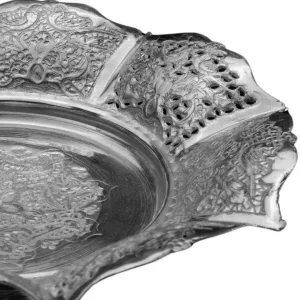 نمای نزدیک شیرینی‌خوری پایه دار تمام نقره کد SD-3