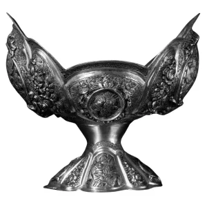 کشکول پایه دار نقره قلم اعلا مینیاتور و گل برجسته کد SK-10