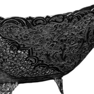 نمای سمت راست کشکول و کاسه آجیلخوری نقره دستساز