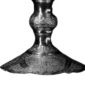 کشکول و آجیل خوری پایه دار نقره 84 عیار طرح گل و مرغ کد SK-5 - نمای پایه