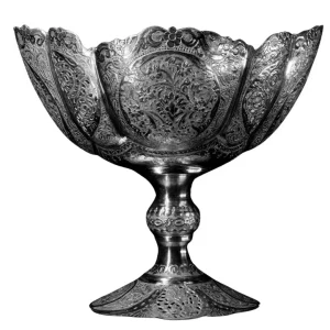 کشکول و آجیل‌خوری نقره اصفهان طرح گل و مرغ کد SK-6