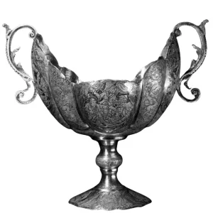 کشکول آجیل خوری پایه دار نقره طرح صورت اصفهان