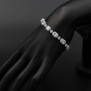 دستبند نقره زنانه - طرح الماس