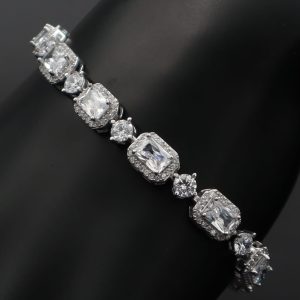 دستبند نقره زنانه - طرح الماس